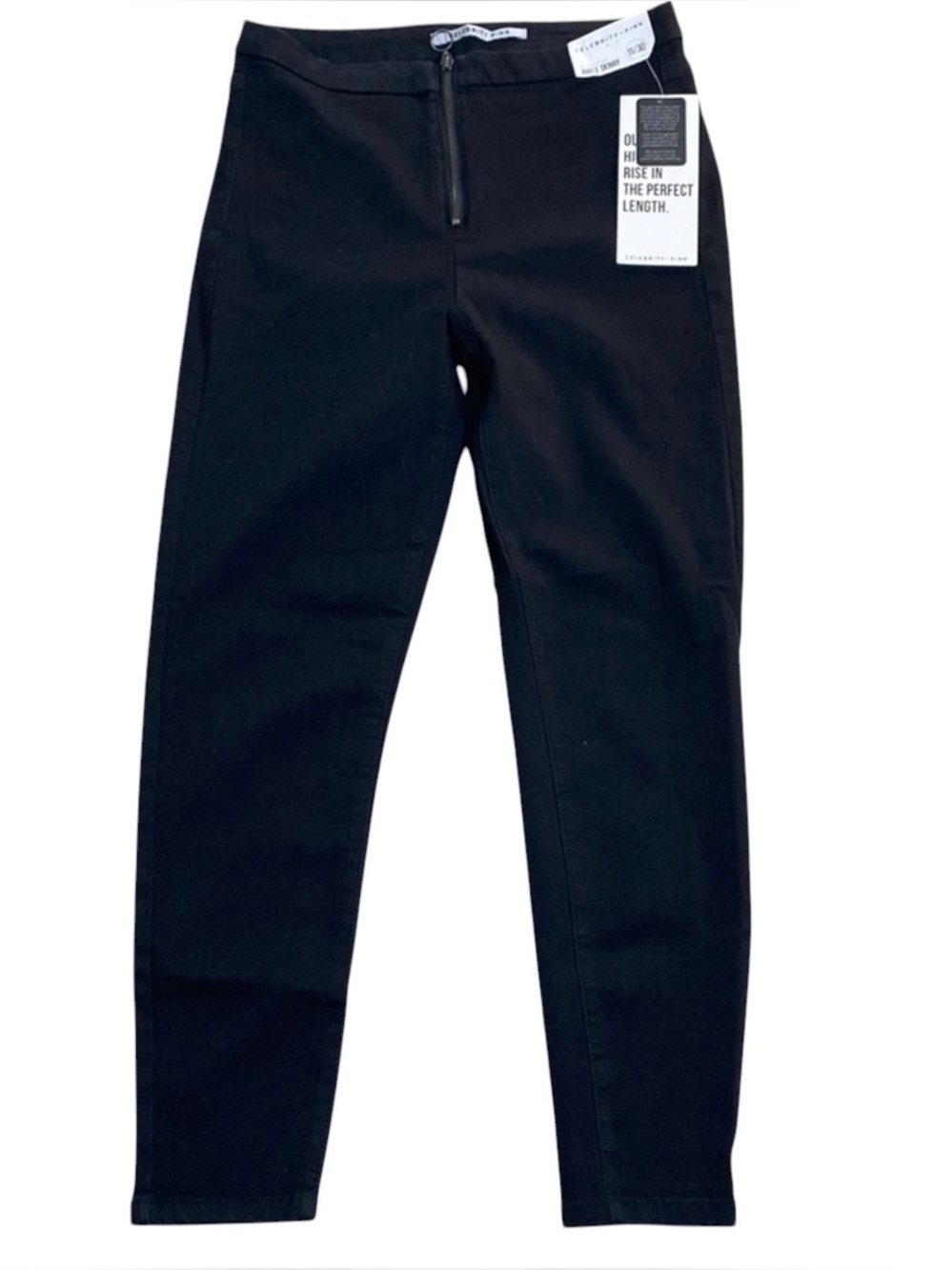 Everyday Celebrity Pink Black Stretch High Waist Exposed Zipper Skinny Jeans